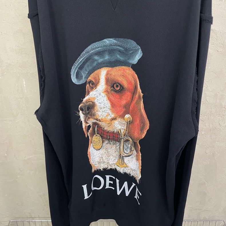 Loewe LOEWE Black dog print Logo round neck oversized hoodie Size L / US 10 / IT 46 - 3 Thumbnail