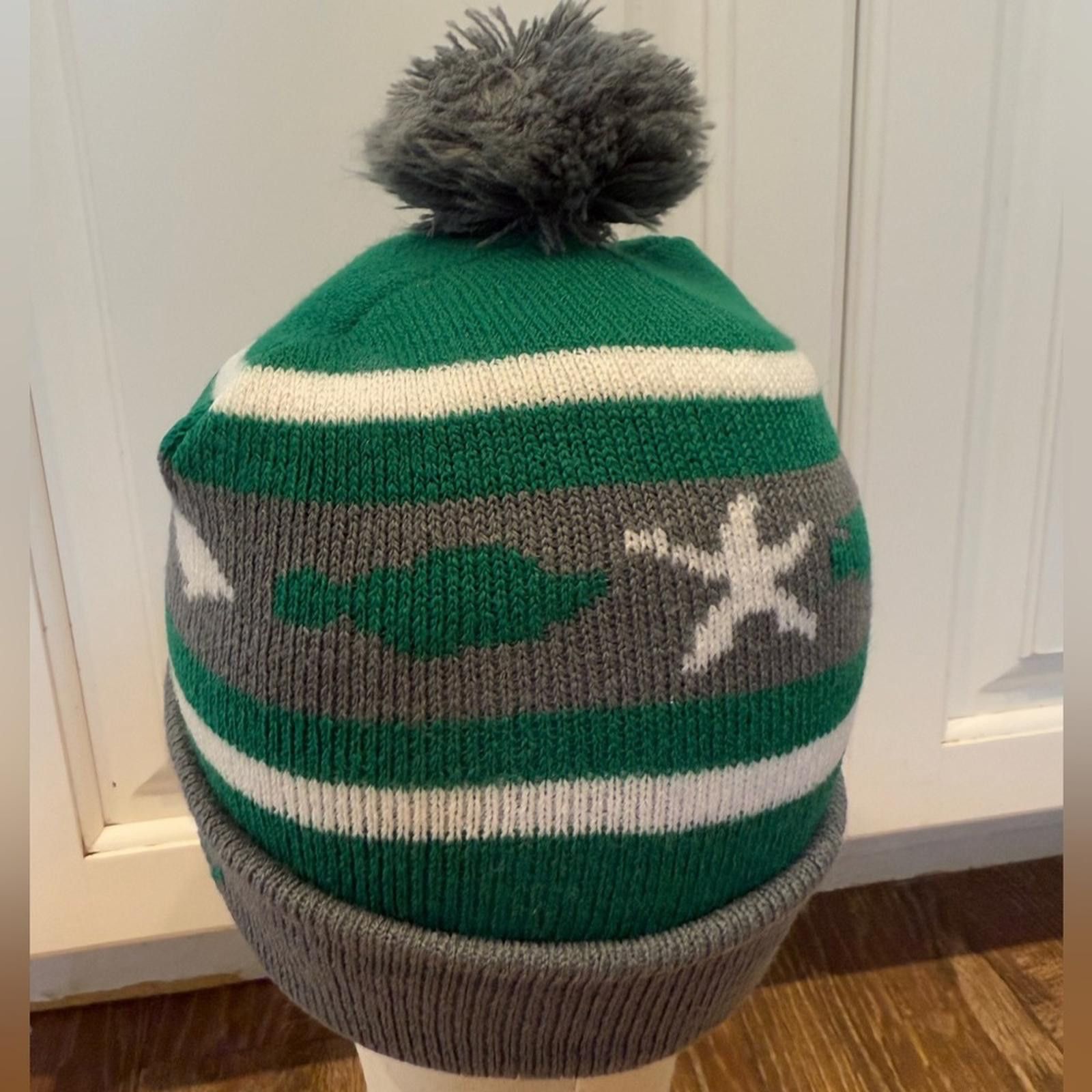Other Ocean Conservancy Pom Pom beanie green white gray OS Size ONE SIZE - 3 Thumbnail