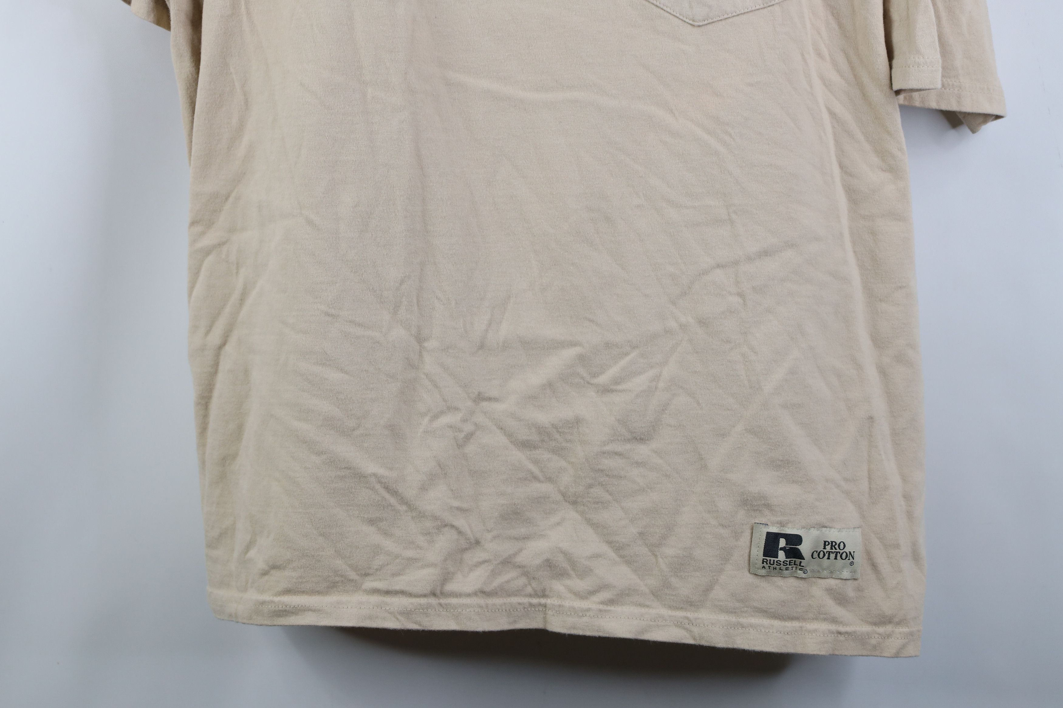 Russell Athletic Vintage 90s Y2K Russell Athletic Pocket T-Shirt Khaki Tan Size US XL / EU 56 / 4 - 3 Thumbnail