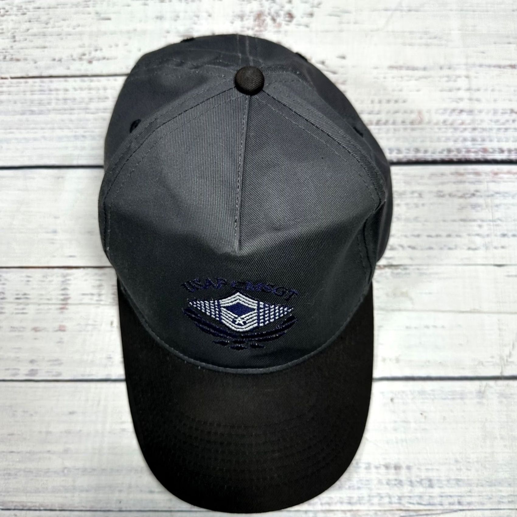 Vintage US Air Force USAF CMSGT Gray Adjustable Ball Cap 100% Cotton Baseball Hat Mens One Size Baseball Cap Gray US Air Force Cap Size ONE SIZE - 3 Thumbnail