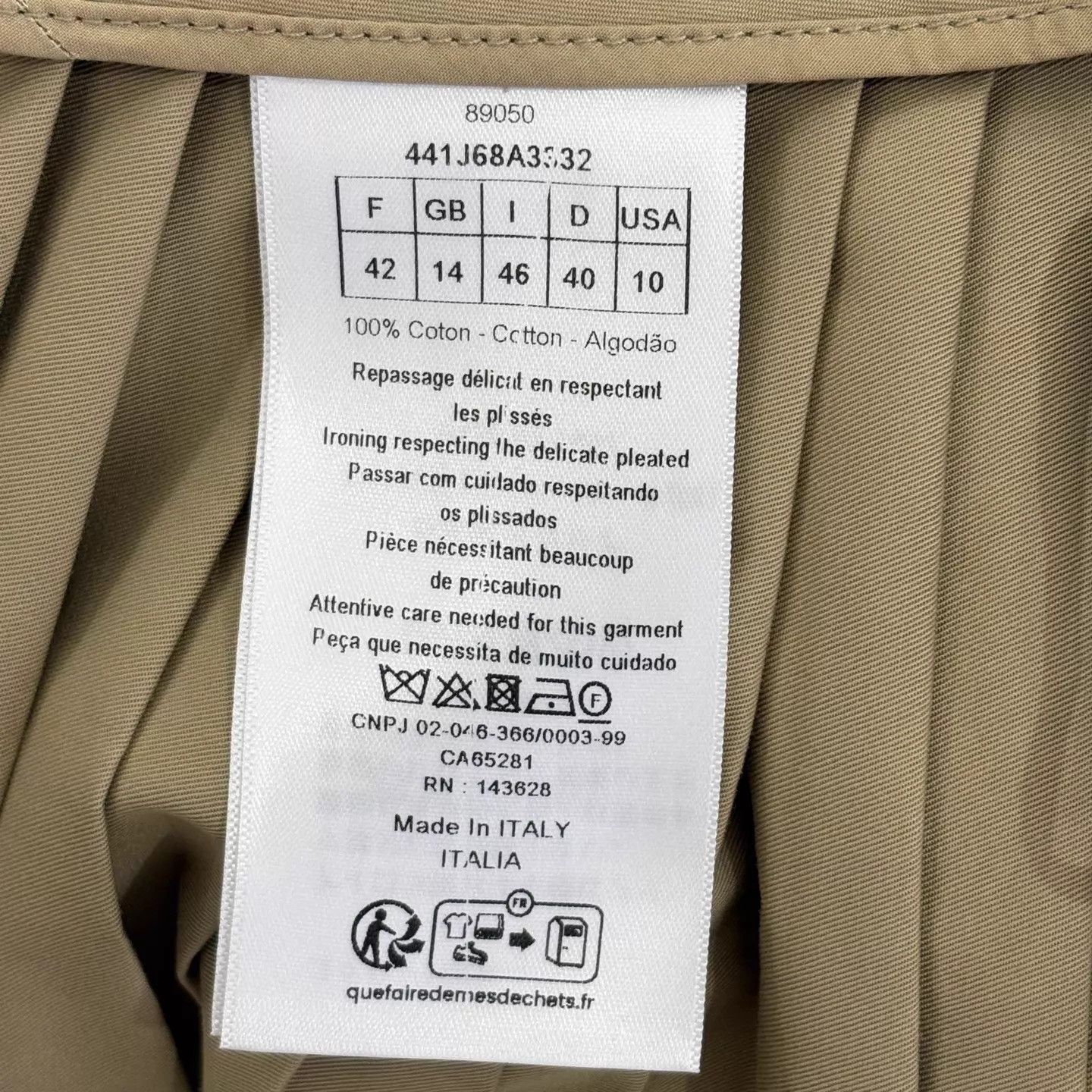 Dior Dior khaki cotton double buckle pleated skirt 42 Size 30" / US 8 / IT 44 - 4 Thumbnail