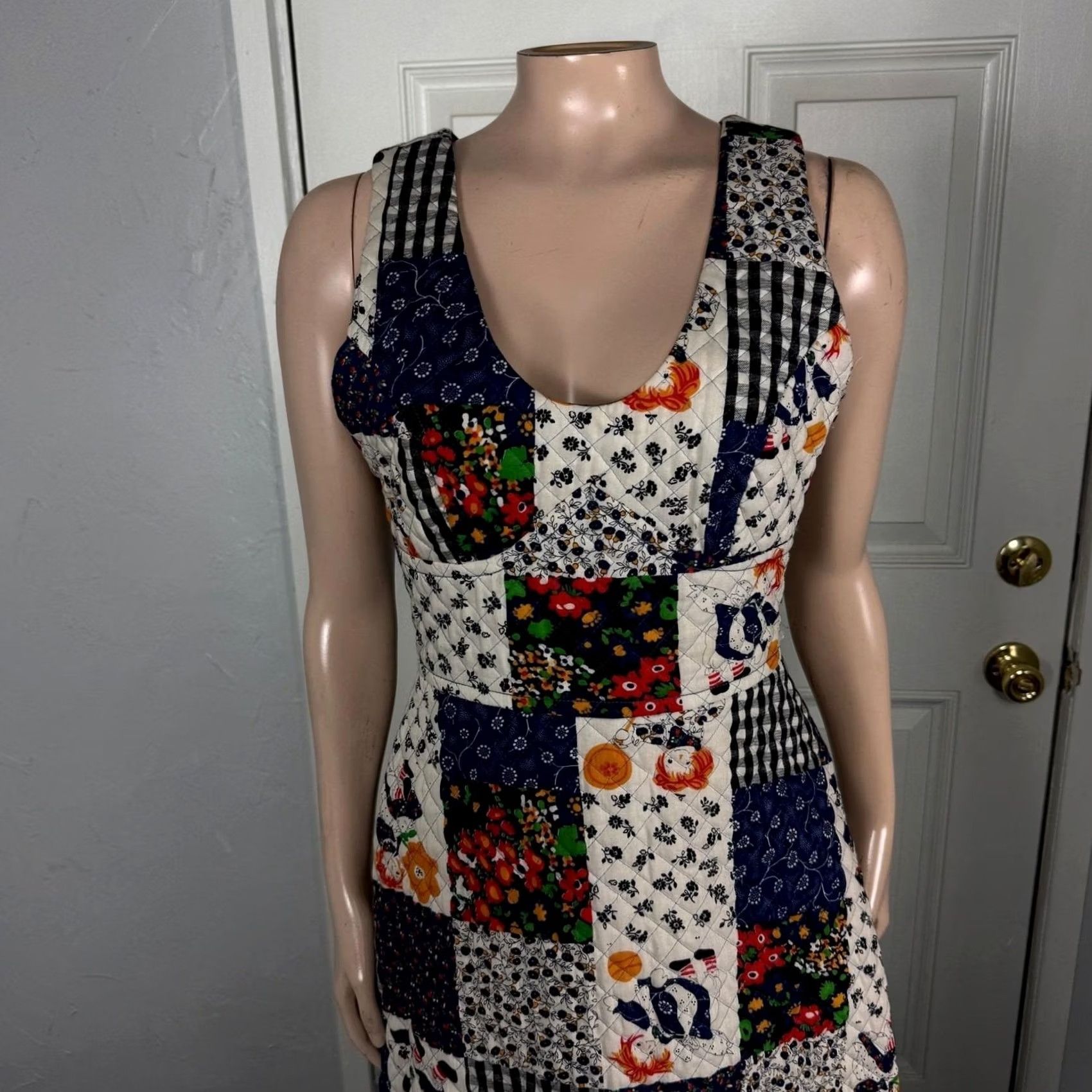 Vintage VINTAGE Mr. Topper Dress Cotton Maxi Patchwork Print Quilted 70s Women's 9 P3-8 Size 4XL / US 24-26 - 2 Thumbnail