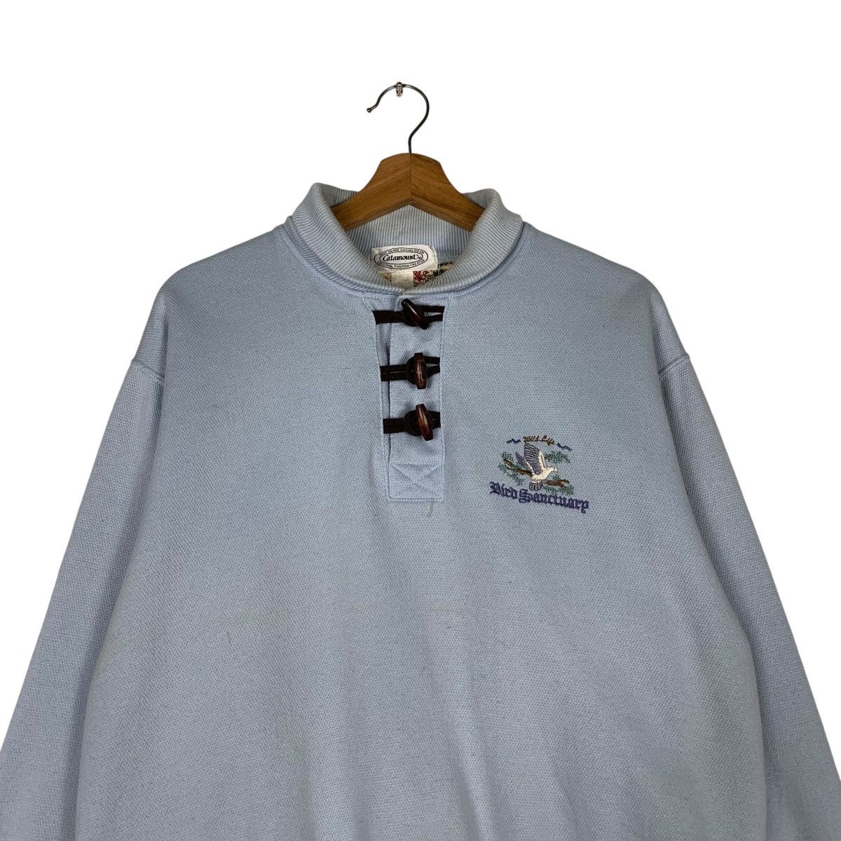 Vintage CATAMOUNT Bird Sanctuary Logo Polo Sweatshirt #1414-C64 Size US L / EU 52-54 / 3 - 2 Thumbnail