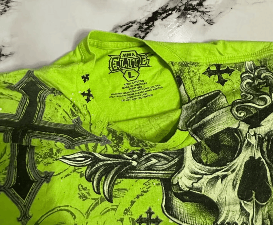 Japanese Brand 1 Cross Skull Print Green Y2K T Shirt Size US XL / EU 56 / 4 - 8 Thumbnail