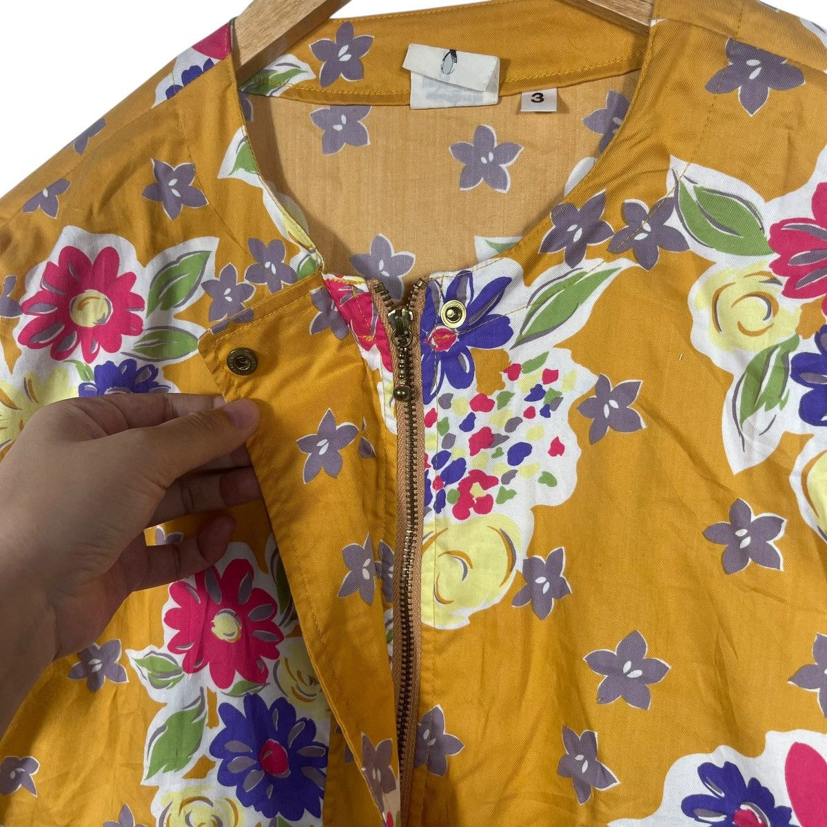 Vintage Huitieme Sports Studio Floral Bomber Jacket Mustard Size L / US 10 / IT 46 - 6 Thumbnail