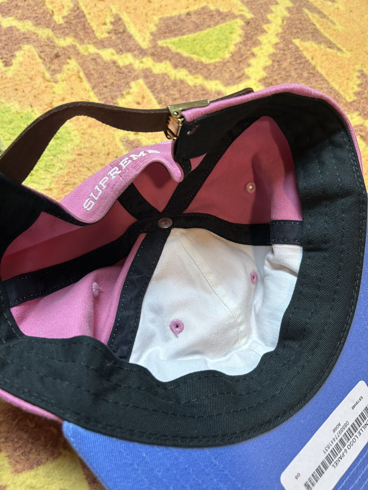 Supreme Pink and Blue Supreme Chenille Logo 6-Panel Adjustable Hat Size ONE SIZE - 4 Thumbnail