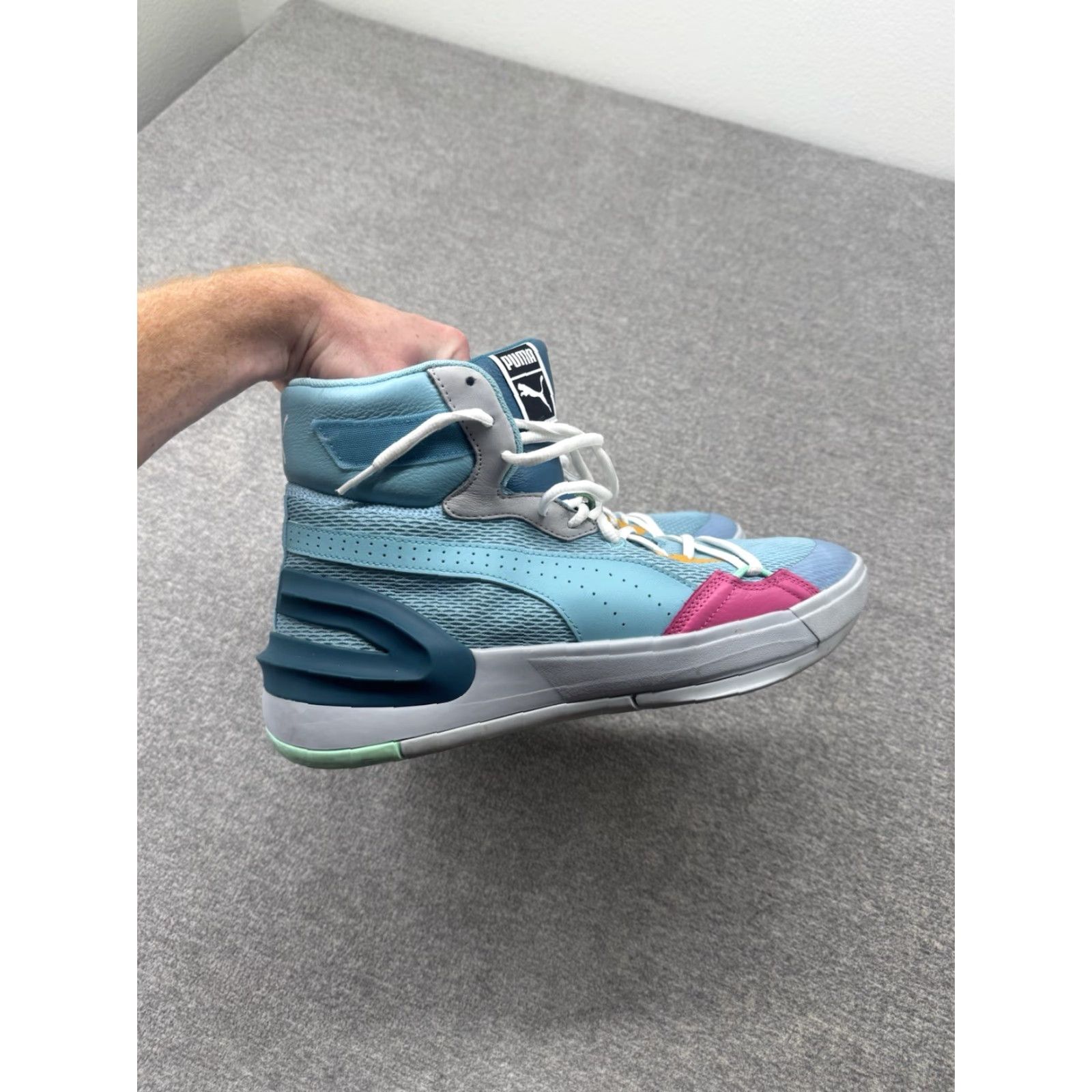 Puma PUMA Sky Modern Easter Milky Blue Corsair 194043-01 Sneaker Mens Size 10 Blue Patchwork Leather Outsole High Top Casual Activewear 2020 Size US 10 / EU 43 - 5 Thumbnail
