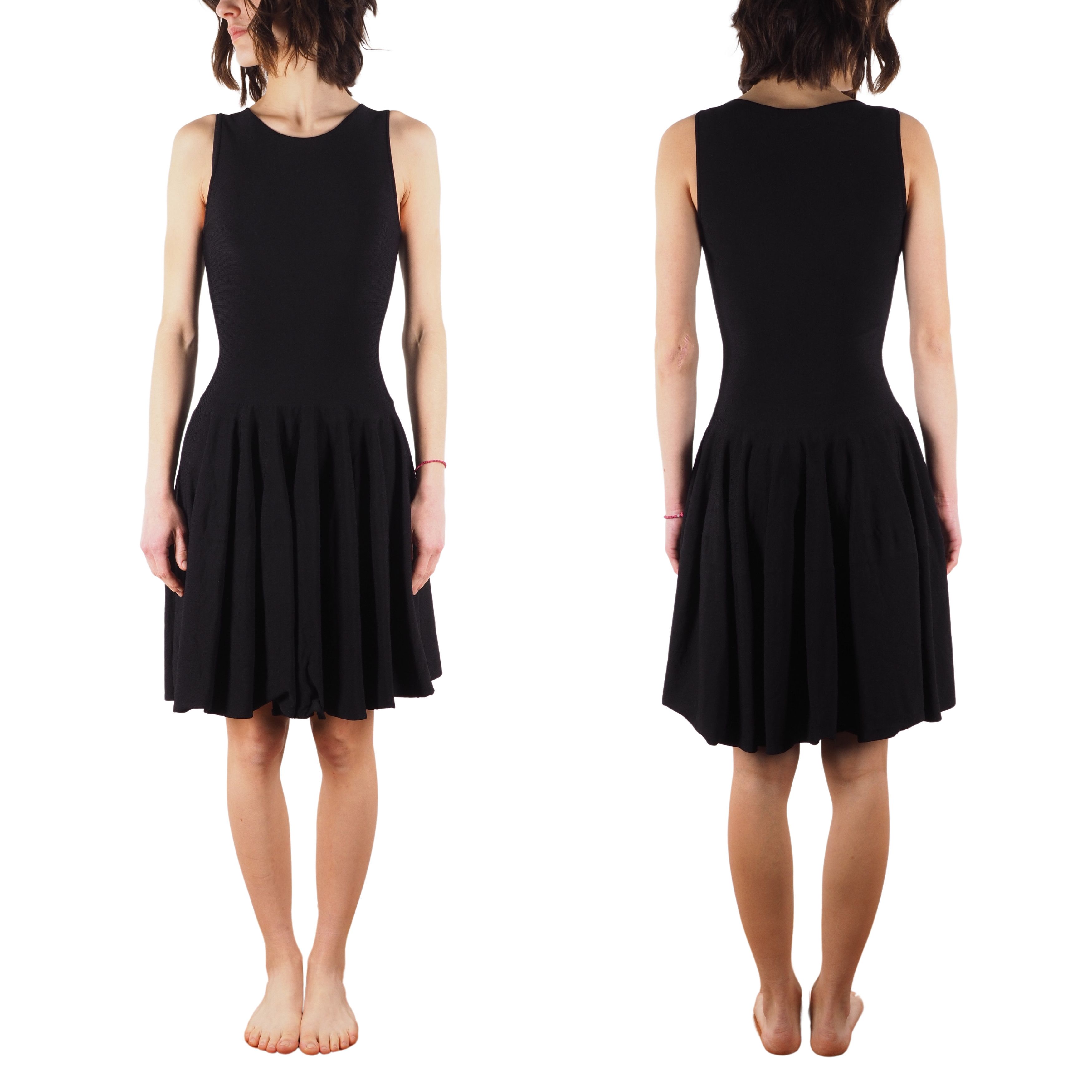 image of Alexander Mcqueen Vintage Black Pleated Knee Length Dress, Women's (Size Medium)