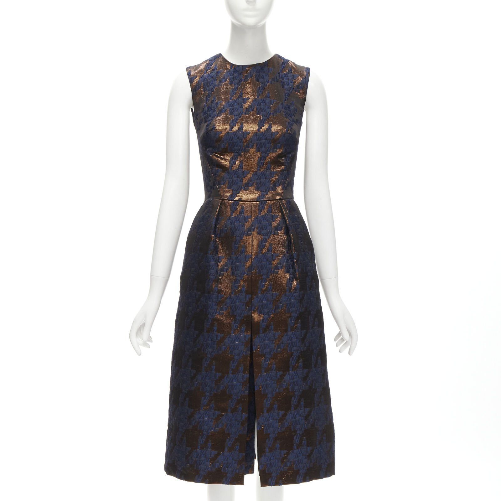 Other MARTIN GRANT metallic copper navy houndstooth jacquard midi dress FR34 XS Size XS / US 0-2 / IT 36-38 - 1 Thumbnail