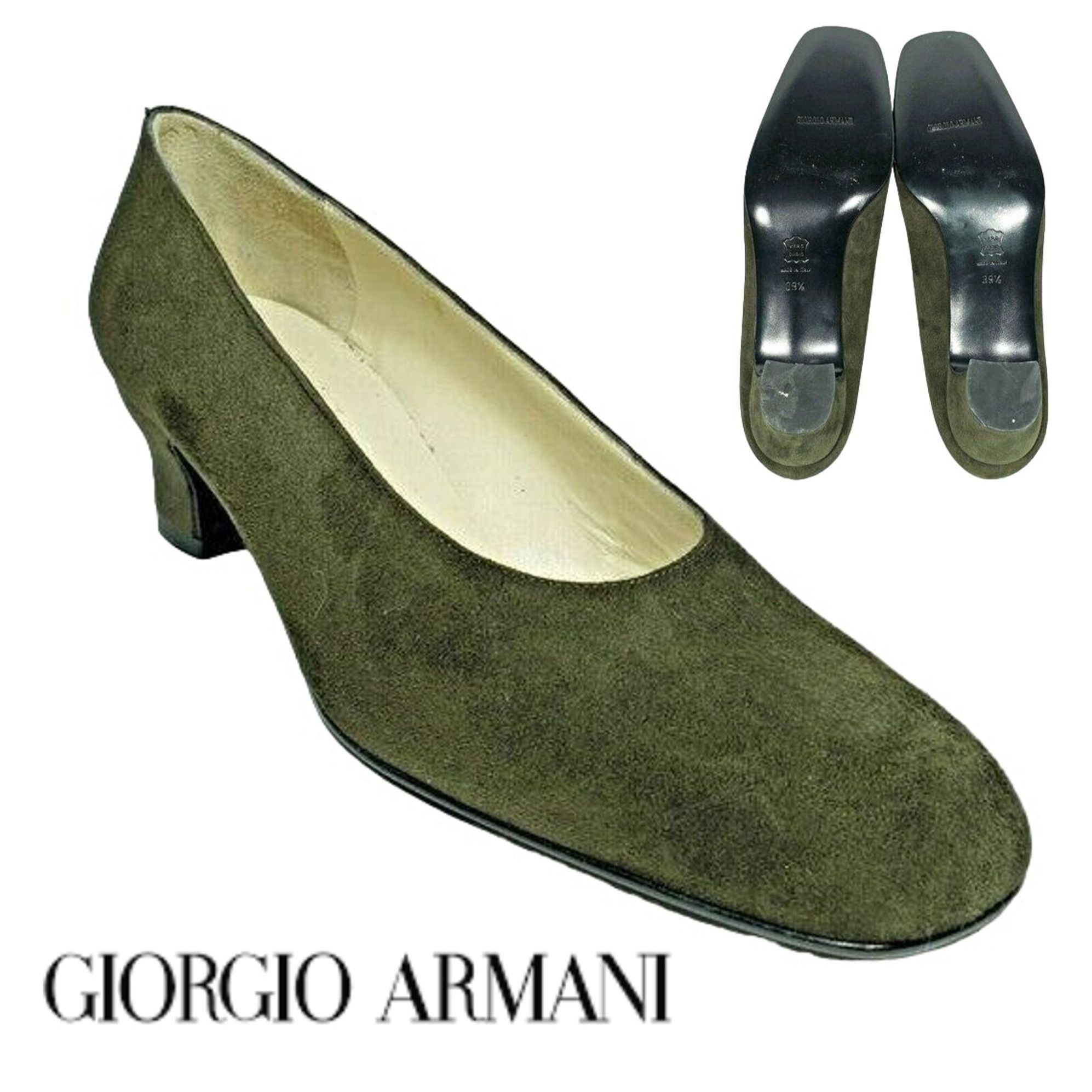 Giorgio Armani NEW Giorgio Armani Women 9M Italian Dark Green Suede Leather Size US 9 / IT 39 - 1 Thumbnail
