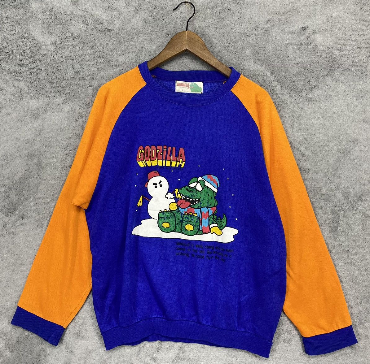Japanese Brand × Vintage Vintage 90s 1993 Godzilla Anime Toho-Toho Eiga Sweatshirt Size US M / EU 48-50 / 2 - 1 Thumbnail