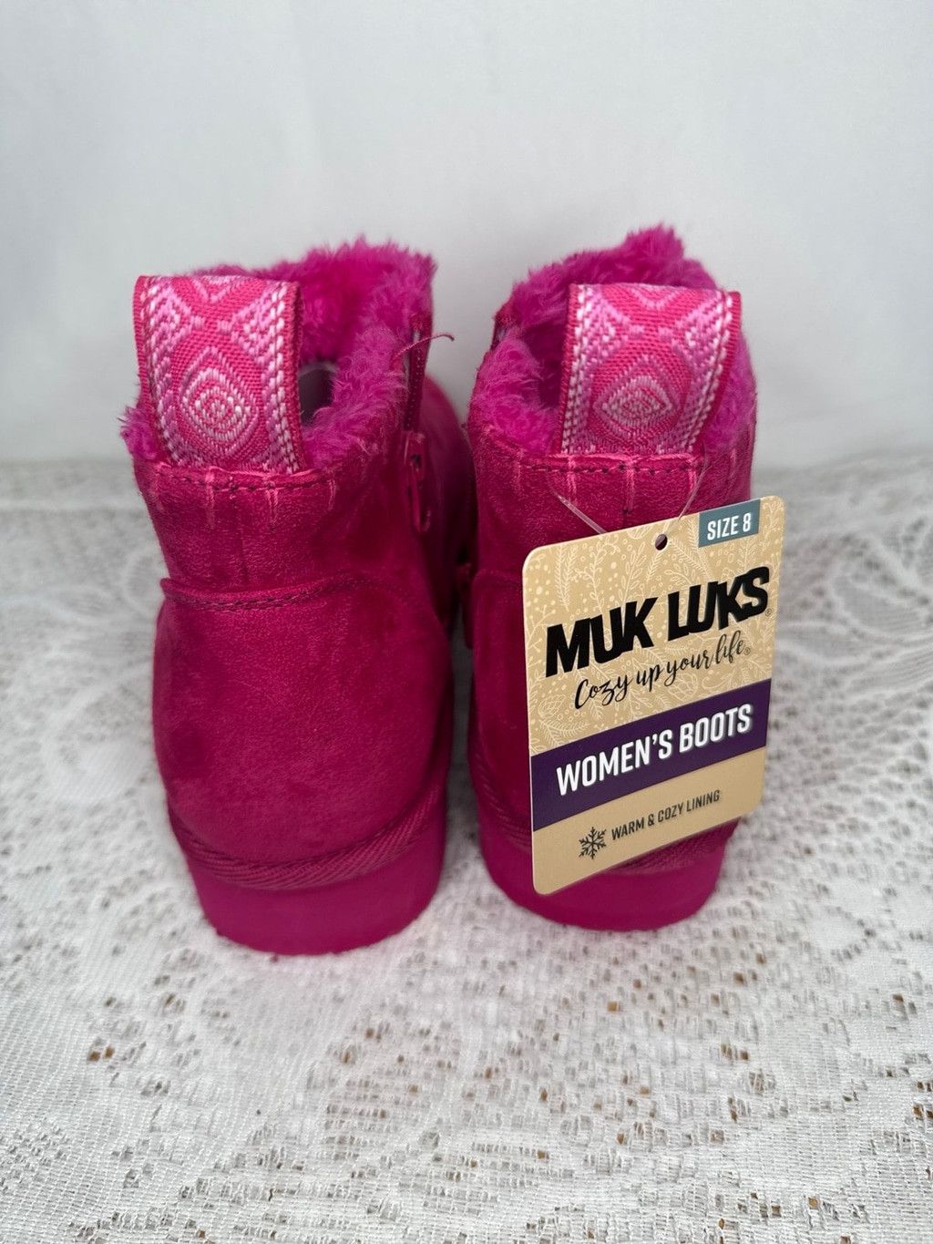 The Unbranded Brand NWT Muk Luks Augie fuschia pink furry ankle boots sz 8 Size US 8 / IT 38 - 6 Thumbnail