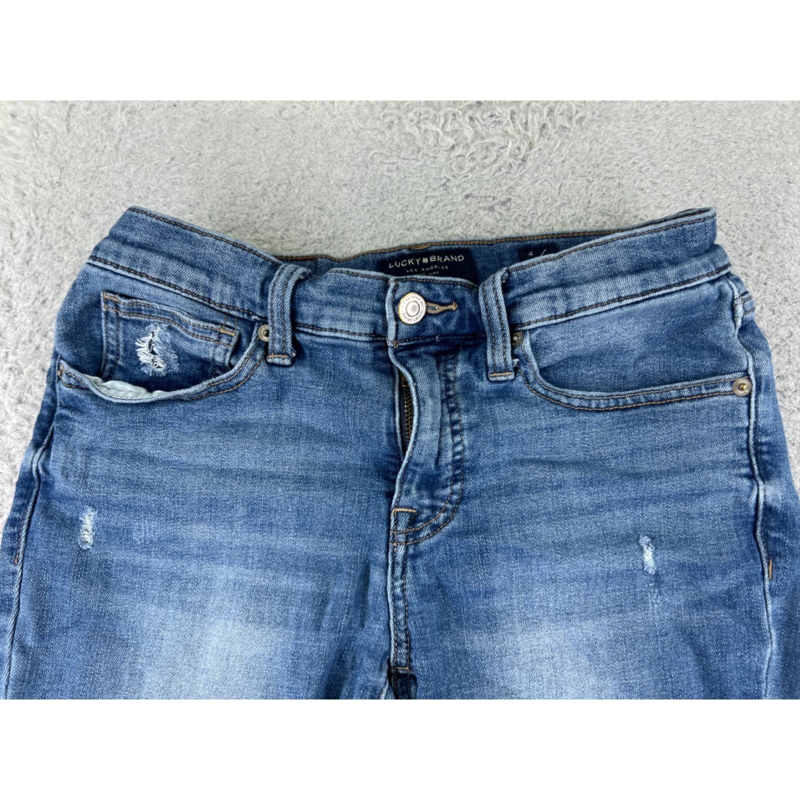 Vintage Lucky Pants Ava Jeans 4 Blue Denim Ankle Mid Rise Crop 24x25 Cotton Blend 5-Pocket Womens Regular Size 27" / US 4 / IT 40 - 4 Thumbnail