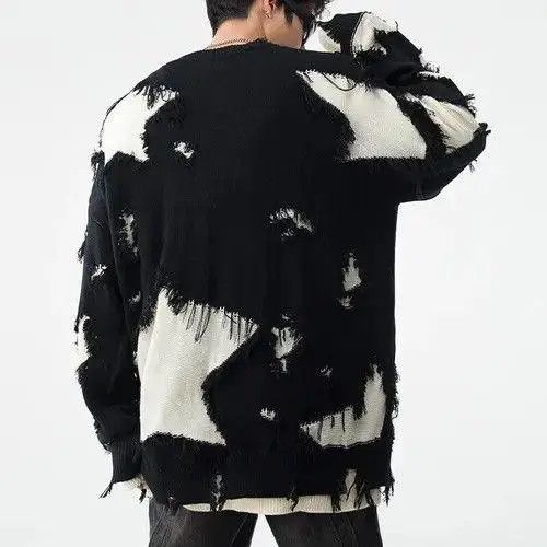 VIBE Distressed Ripped Oversized Knitwear Sweater Size US L / EU 52-54 / 3 - 2 Thumbnail