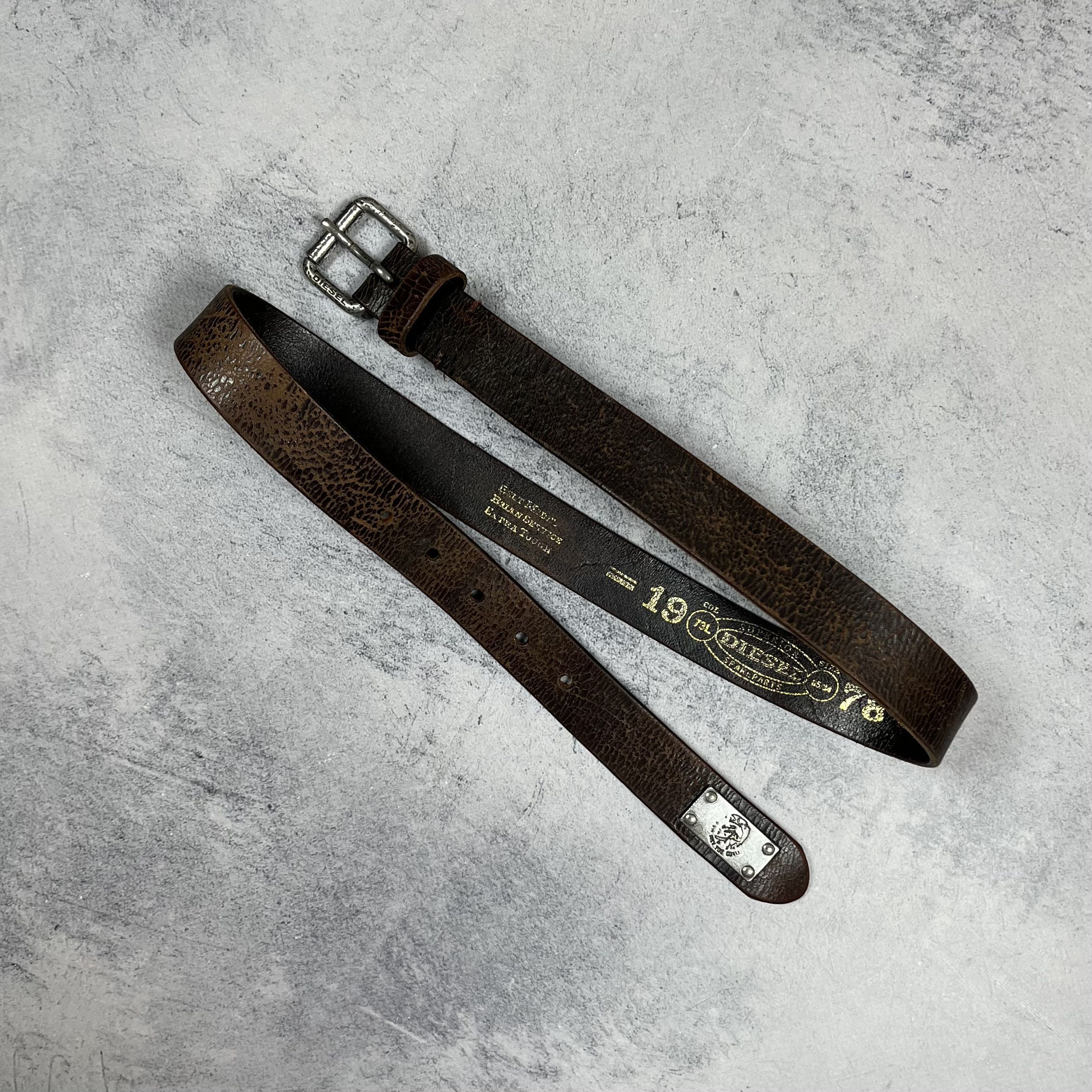 Diesel Vintage Diesel Cow Leather Y2K Brown Belt 00’s Size ONE SIZE - 5 Thumbnail
