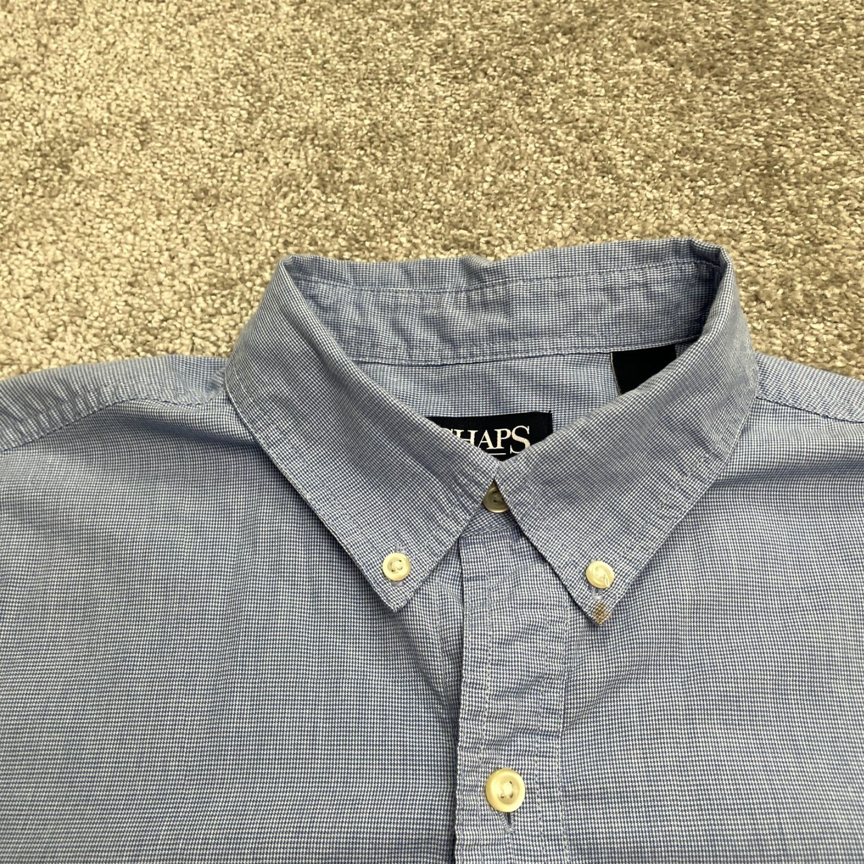 Chaps Chaps Button-Down Shirt Men Large Blue White Check Short Sleeve Easy Care Casual Size US L / EU 52-54 / 3 - 4 Thumbnail