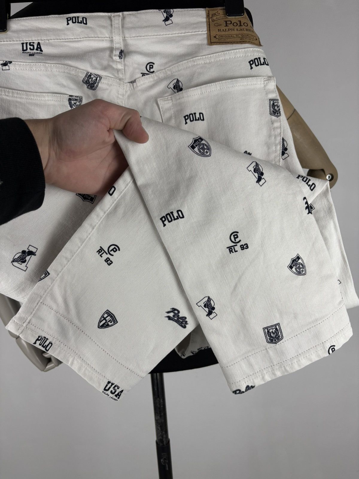 RRL Ralph Lauren Rare Polo Bear Multi-Logo Double Rrl Print Pattern Cotton Denim Pants Jeans Size US 34 / EU 50 - 11 Thumbnail