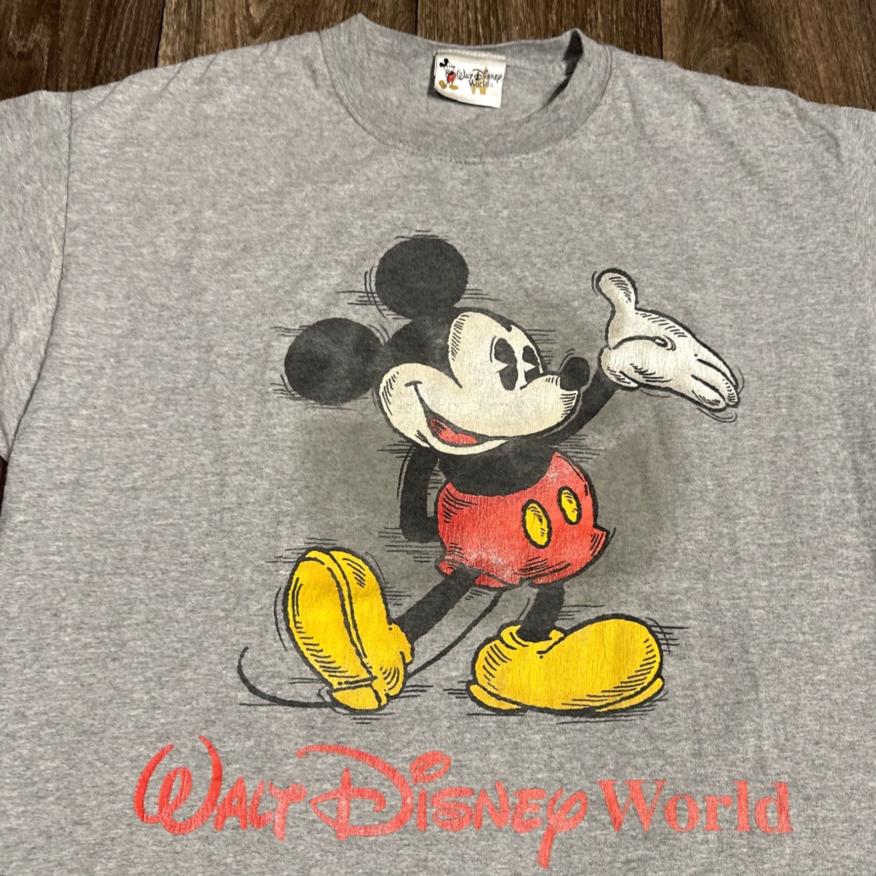 Disney VINTAGE 90s Mickey Mouse Walt Disney World Grey T-Shirt Large Size US L / EU 52-54 / 3 - 3 Thumbnail