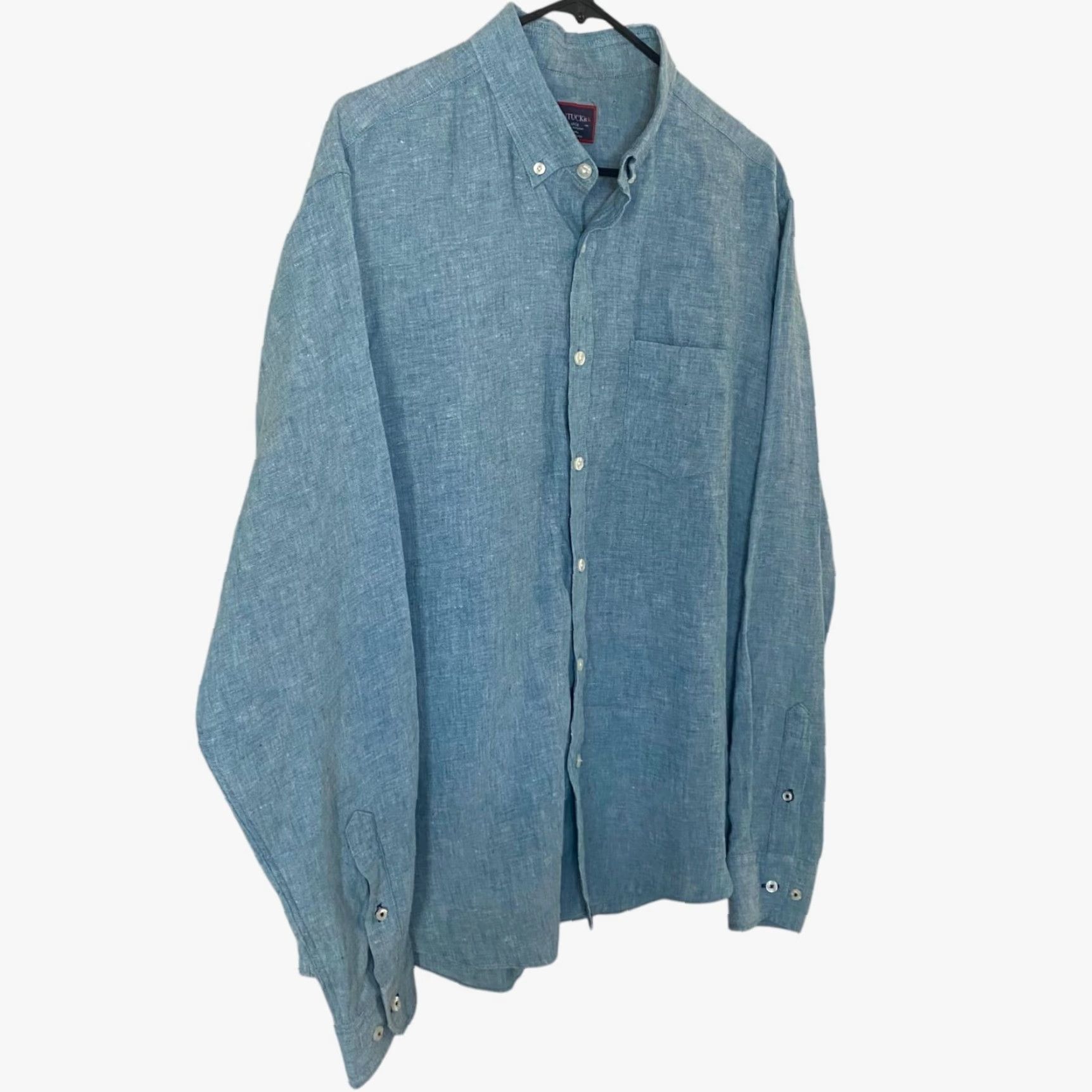 UNTUCKit UNTUCKit Button-Down Linen Shirt Men’s Large Blue Long Sleeve Business Casual Size US L / EU 52-54 / 3 - 3 Thumbnail