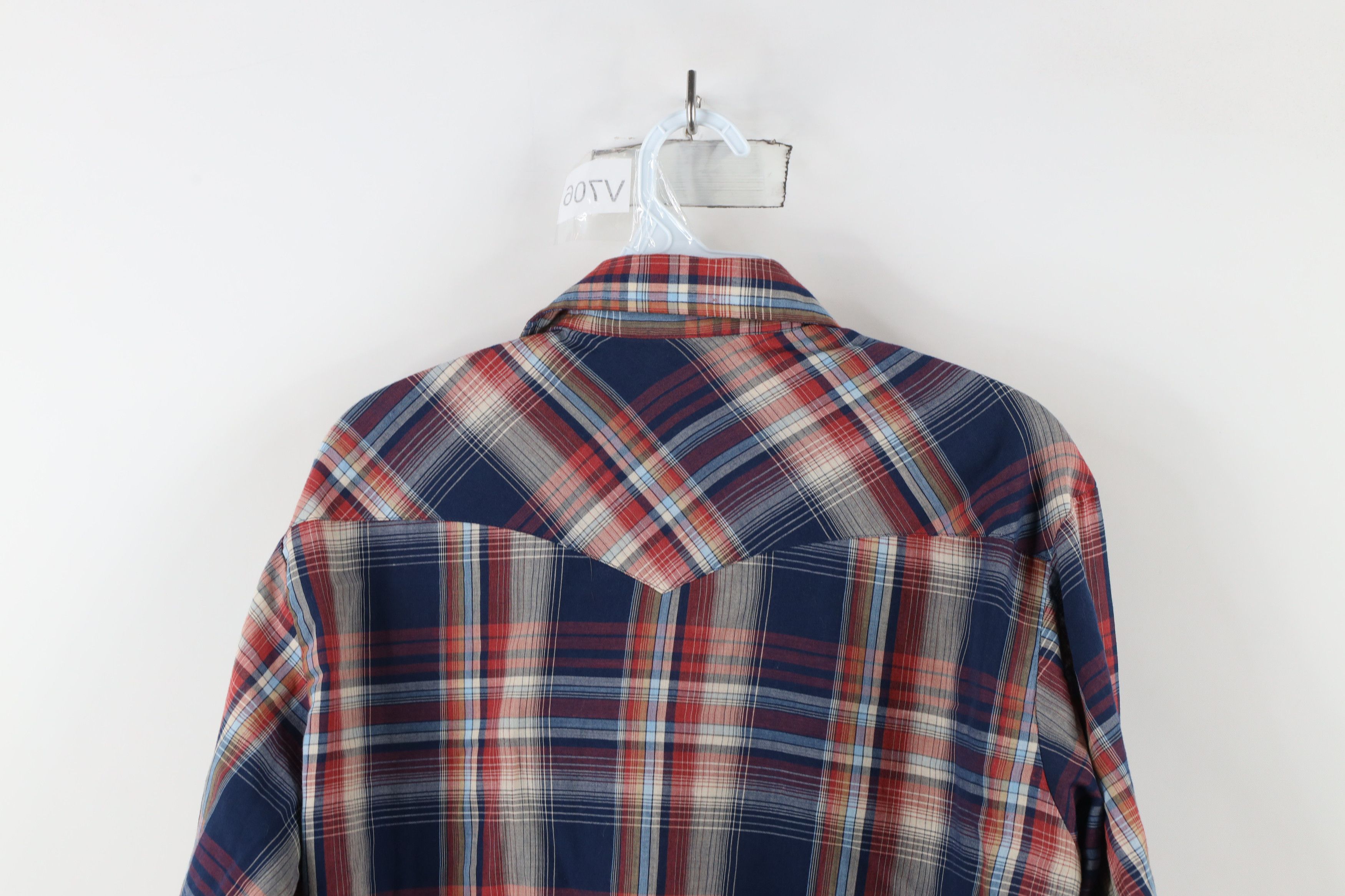 Vintage × Wrangler Vintage 70s Wrangler Western Pearl Snap Button Shirt Plaid Size US L / EU 52-54 / 3 - 14 Thumbnail