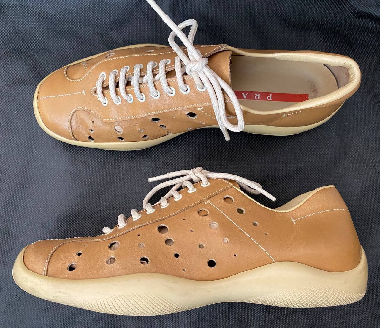 Prada 🔥 00s Prada Holes Americas Cup leather low top sneakers Size US 8.5 / IT 38.5 - 5 Thumbnail