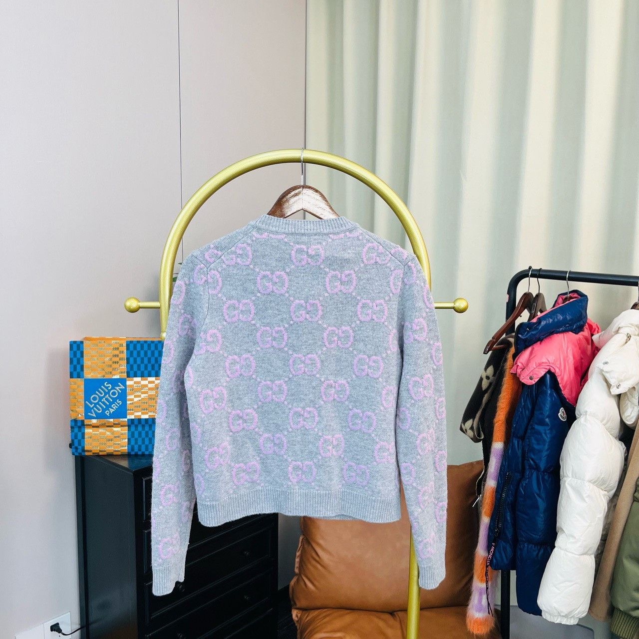 Gucci Gucci 24FW gray pink full print cardigan sweater 2501-Nexta Size US XXS / EU 40 - 2 Thumbnail