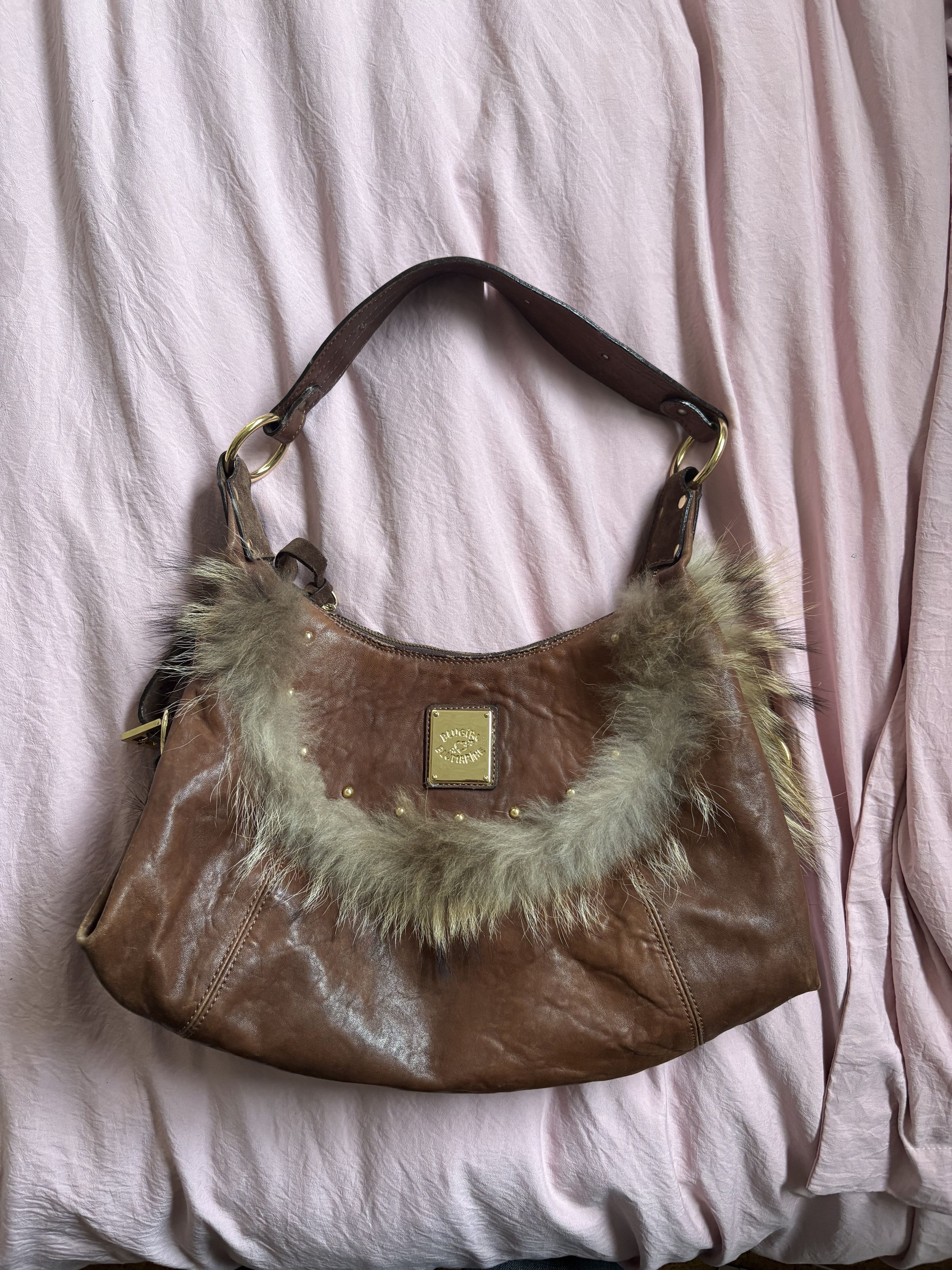 Blumarine Blugirl Blumarine Fur-lined Brown Leather Shoulder Bag Size ONE SIZE - 1 Thumbnail