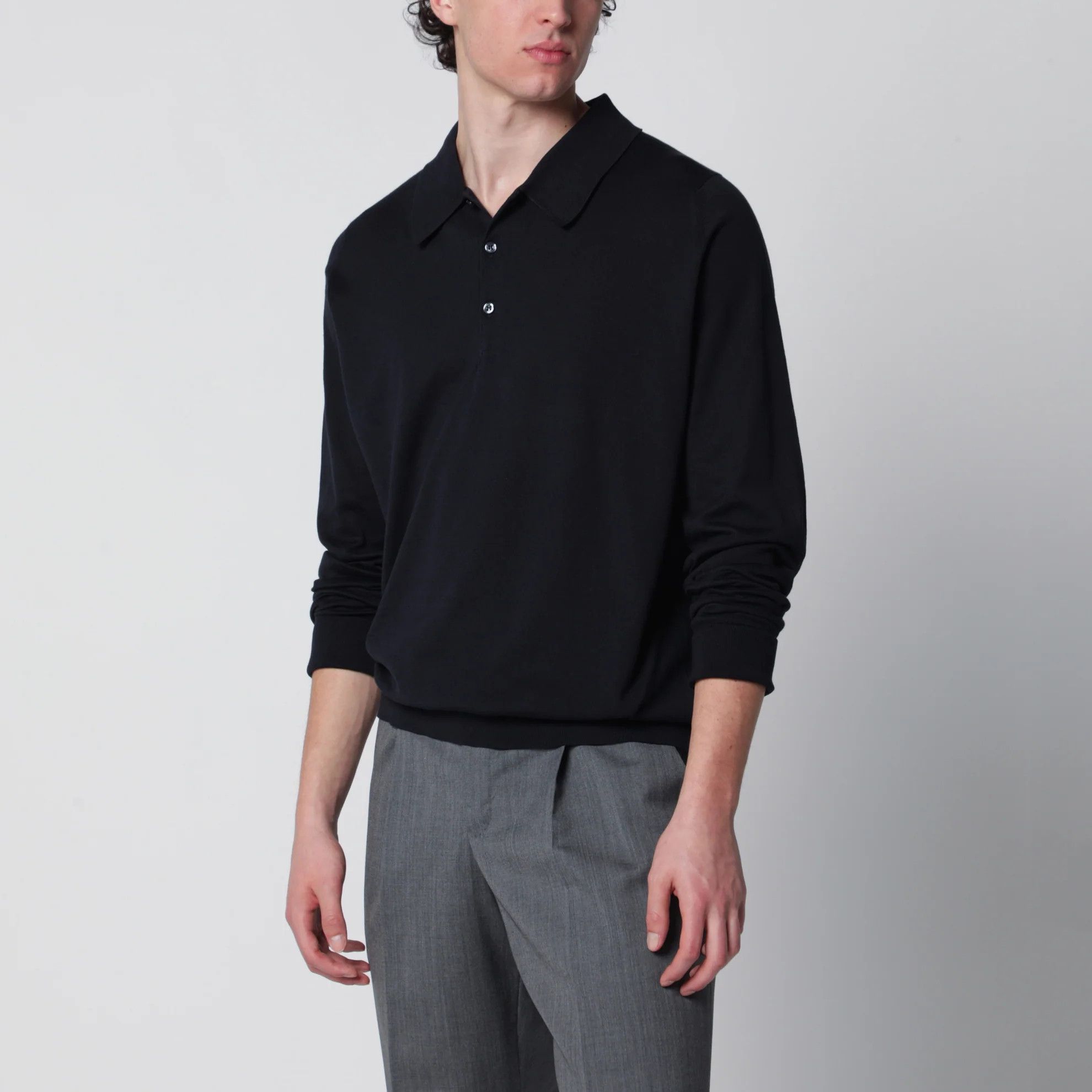 John Smedley o1d2blof0526 Cotton Polo Shirt in Navy Size US L / EU 52-54 / 3 - 4 Thumbnail