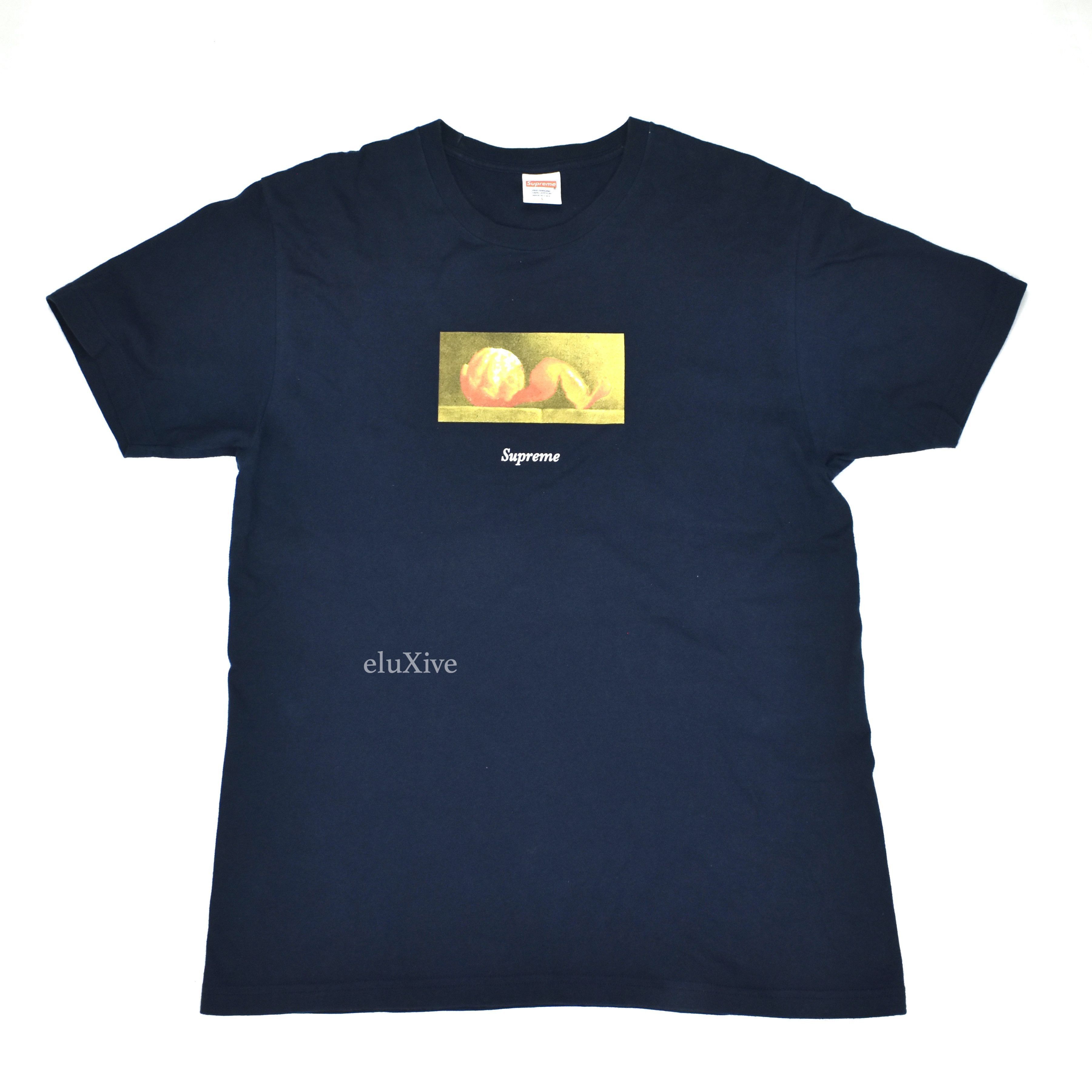 Supreme Supreme Navy Orange Peel Logo T-Shirt FW15 Size US L / EU 52-54 / 3 - 1 Preview