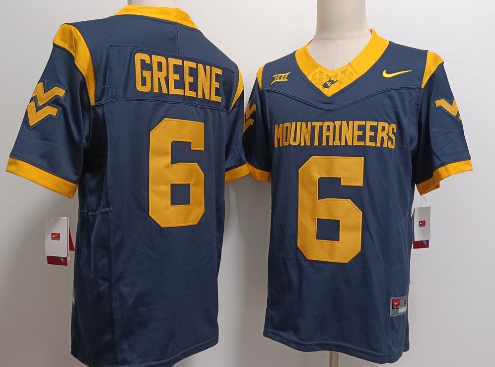 Men's West Virginia Mountaineers #6 Garrett Greene Jersey
