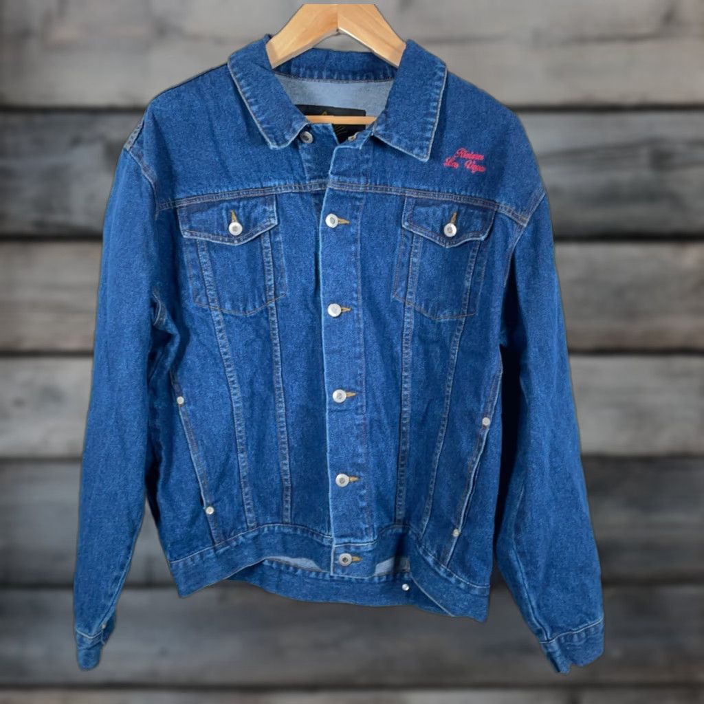 Rivieras VINTAGE Circe Las Vegas Riviera Hotel Casino Jean Jacket Mens Large Blue Denim Embroidered Size US 33 - 1 Thumbnail