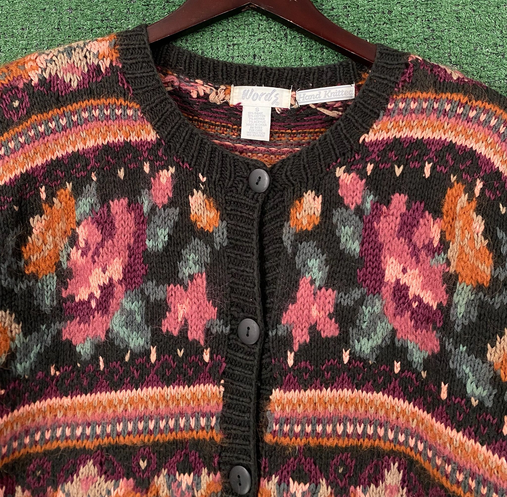 Vintage Y2K Floral Fair Isle Patterned Cardigan Sweater Medium Size M / US 6-8 / IT 42-44 - 8 Thumbnail