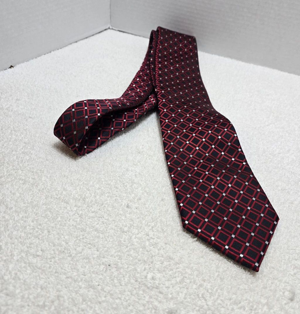 Stafford Men's Stafford Black Red Plaid Tie One Size Size ONE SIZE - 1 Thumbnail