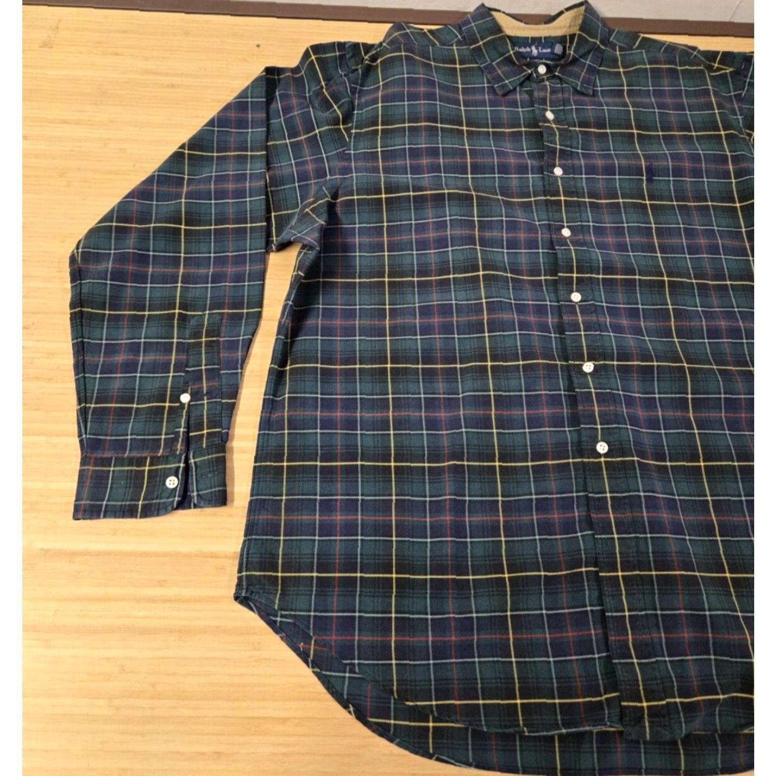 Polo Ralph Lauren Ralph Lauren Shirt 2XL Green Plaid Cotton Long Sleeve Button-Down Polo Pony Mens Size US XXL / EU 58 / 5 - 3 Thumbnail