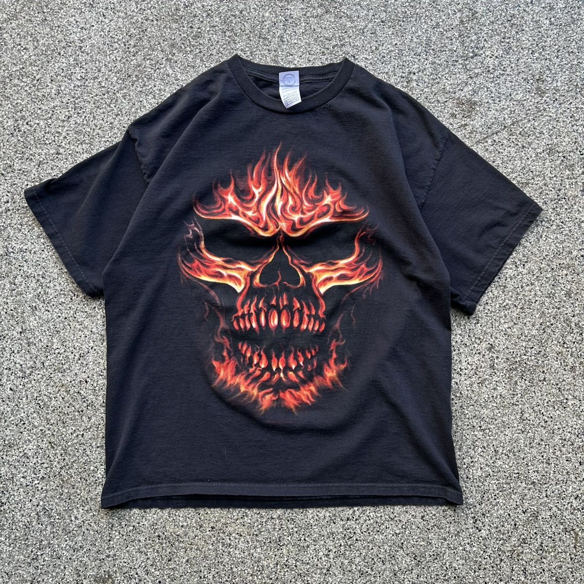 Vintage vintage flaming skull tee Size US XL / EU 56 / 4 - 1 Thumbnail