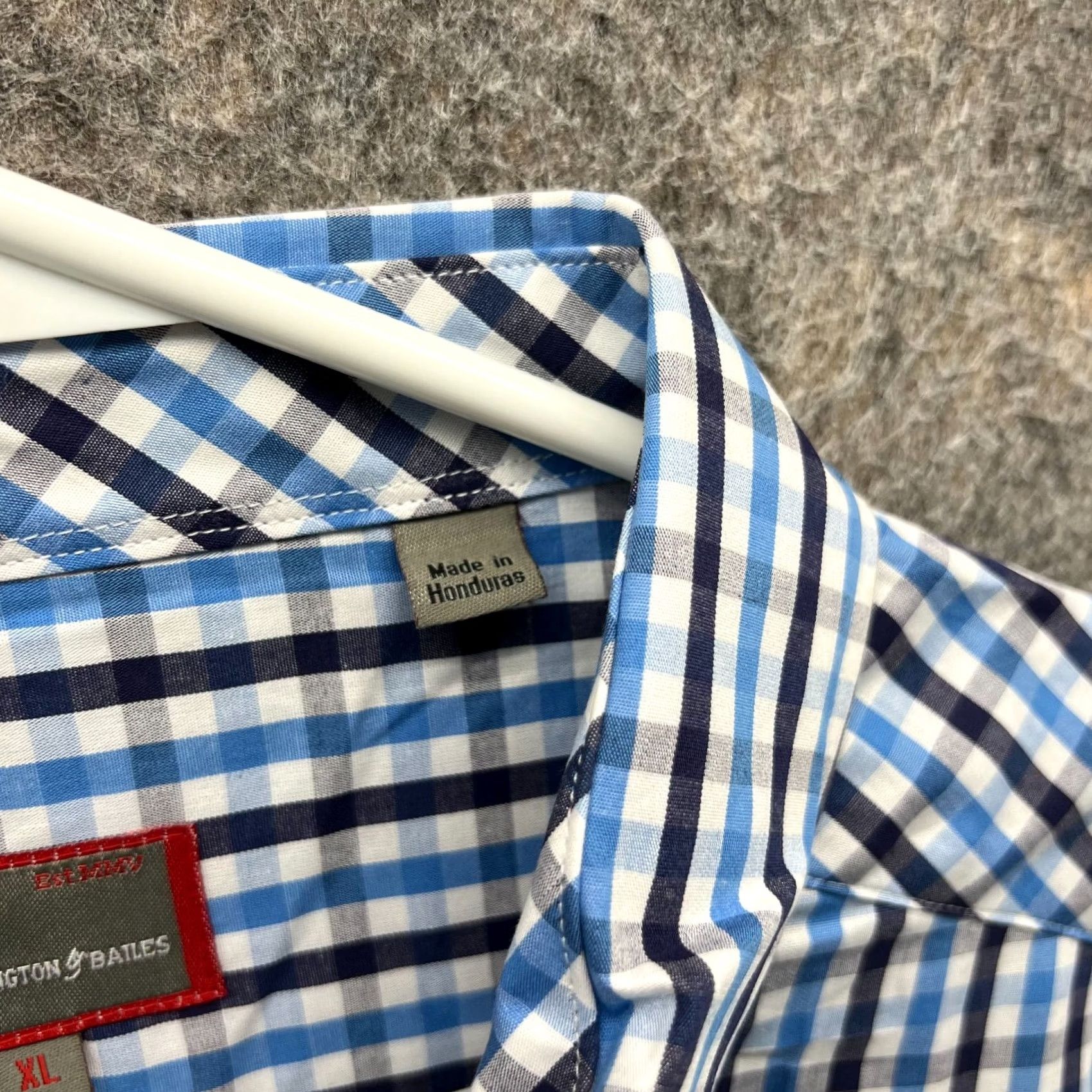 Vintage Pennington Bailes Shirt Men XL Check Blue Plaid Button Down Dress Shirt XL Size 46R - 7 Thumbnail