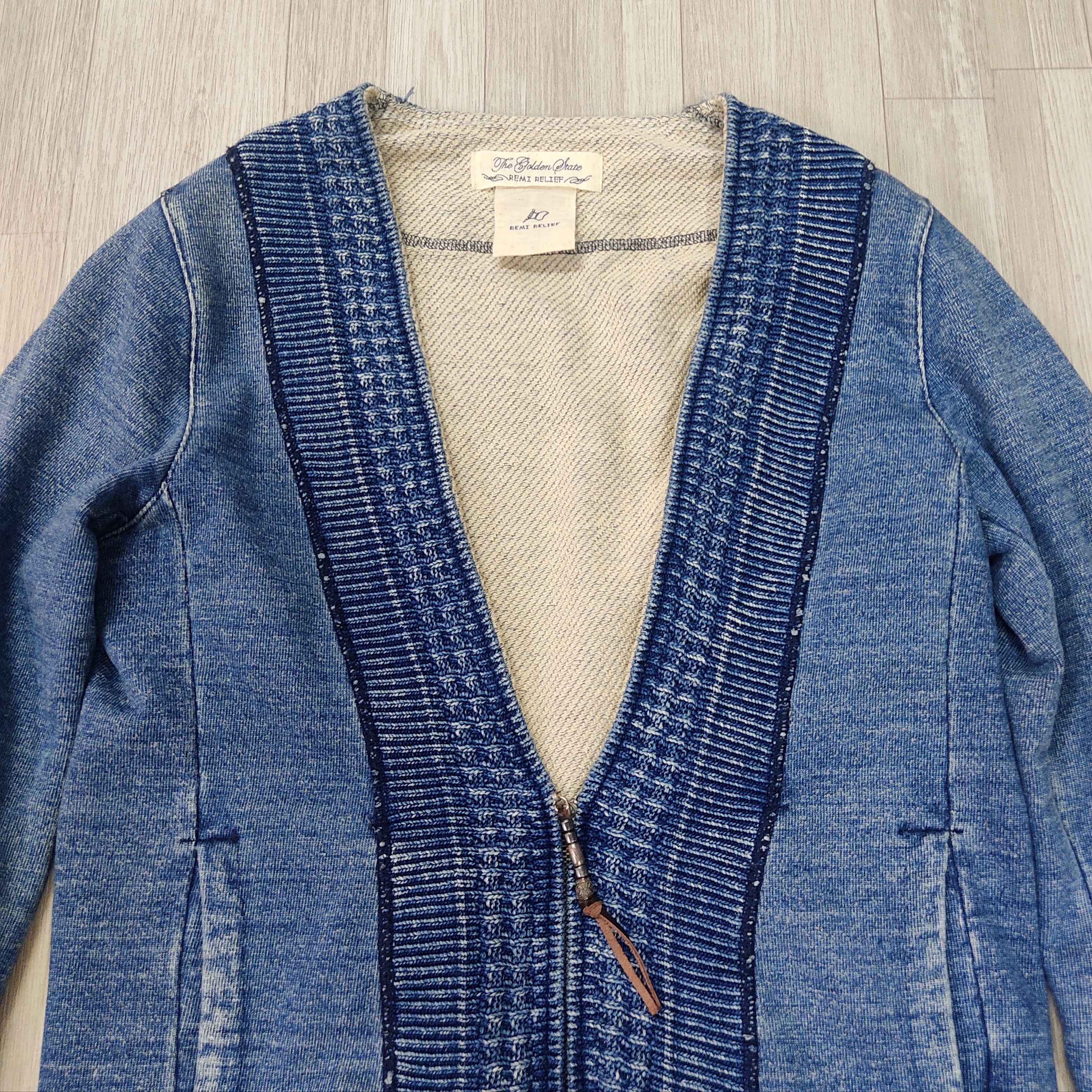 Indigo REMY RELIEF Indigo Knitted Zipper Cardigan Size US M / EU 48-50 / 2 - 6 Thumbnail