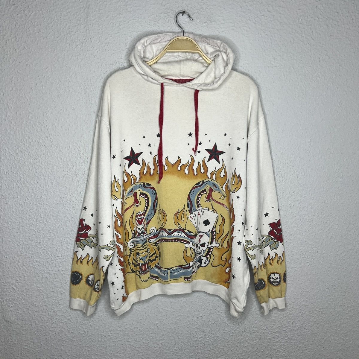 Affliction × Japanese Brand FISHBONE OVERPRINT BOXY RARE HOODIE rap hip hop Y2K STYLE Size US L / EU 52-54 / 3 - 1 Thumbnail