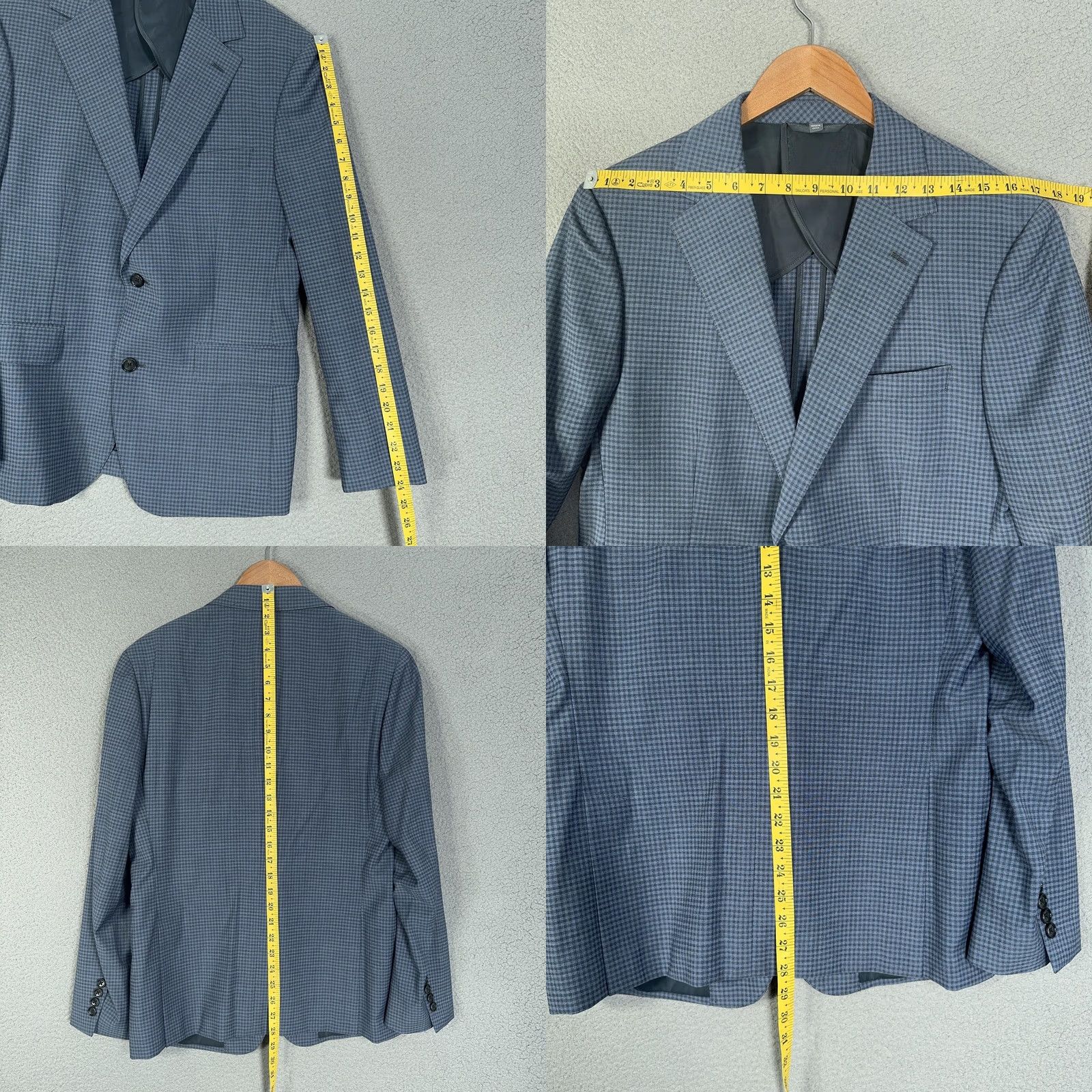Bonobos Bonobos Blazer Mens 38 Short Blue Gray Check Italian Wool Sports Coat Short Notch Lapel Two-Button Size US 38 / EU 54 - 10 Thumbnail