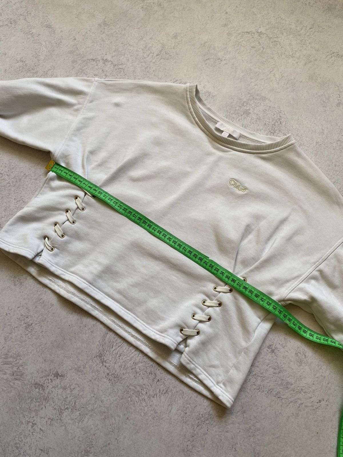 Chloe Chloe Womens White Cropped Sweatshirt Size 12 Size M / US 6-8 / IT 42-44 - 11 Thumbnail