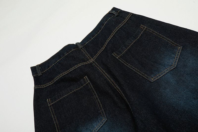 Jean American-Style Plaid-Embroidered Patchwork Jeans Size US 32 / EU 48 - 5 Thumbnail