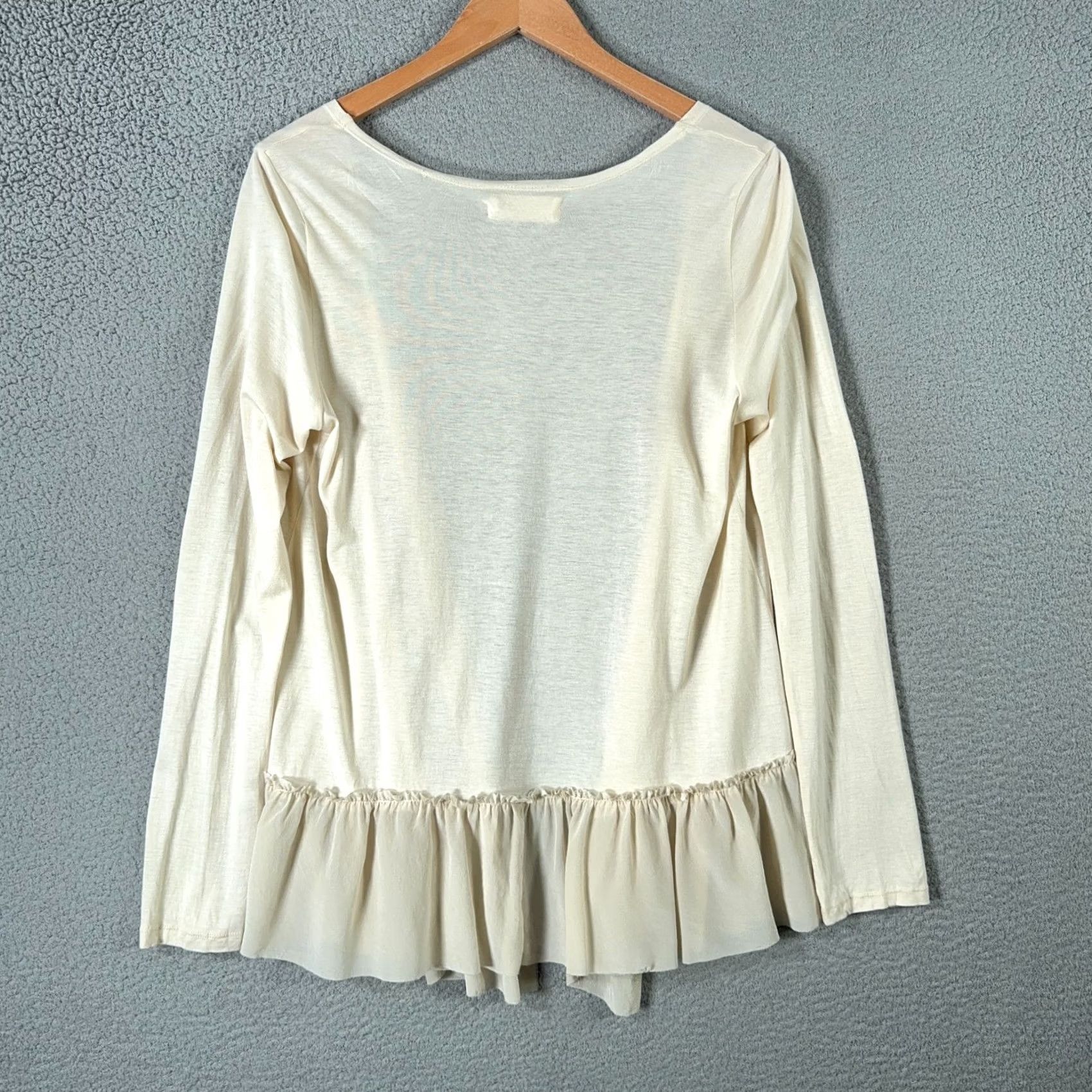 Johnny Was Johnny Was Blouse Kimono Medium Ivory Lightweight Open Front Ruffle Casual Sleeve Women Size M / US 6-8 / IT 42-44 - 2 Thumbnail