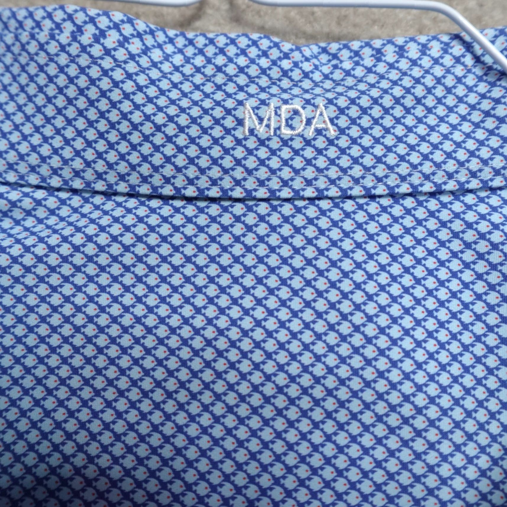 Vintage J.Hilburn Shirt 2XL Blue Fishes All Over Print Performance Nylon Elastane Shirt Geometric Long Sleeve Button-Up Mens 2XL Blue Size US XXL / EU 58 / 5 - 3 Thumbnail