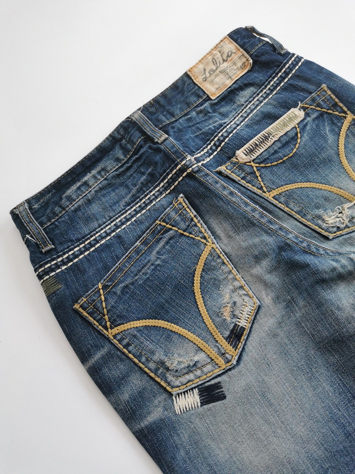 Kapital Lolita Faded Structure Distressed Denim Jeans Size US 31 - 10 Thumbnail