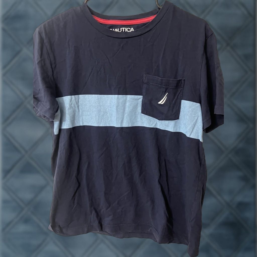 Nautica VINTAGE Nautica Shirt Men M Blue Short Sleeve Crew Neck Pocket 95% Cotton 5% Spandex Logo Beach Classic Size US M / EU 48-50 / 2 - 1 Thumbnail