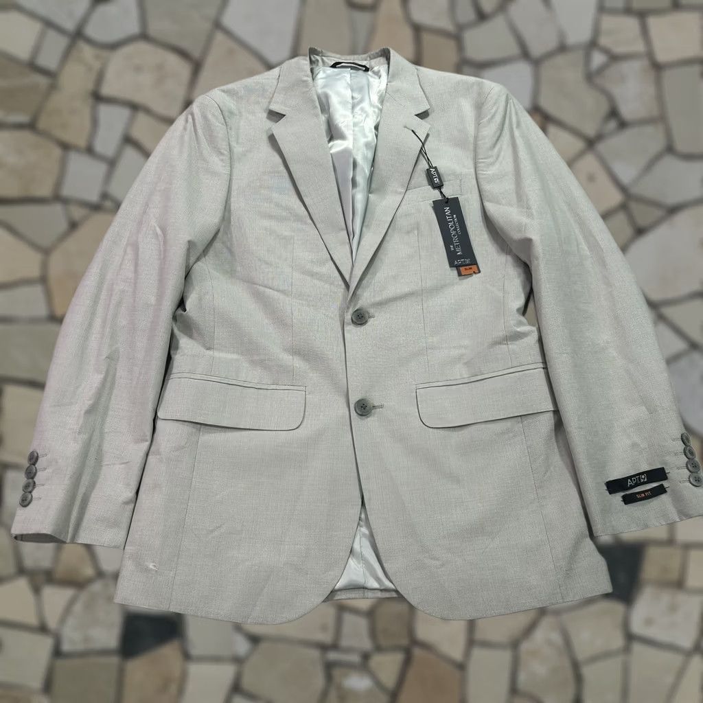 Apt. 9 Apt 9 Sport Coat Beige Mini Texture Check Slim Fit 36 Regular Single-Breasted Notch Lapel Men’s Jacket Coat Size US XXS / EU 40 - 1 Thumbnail
