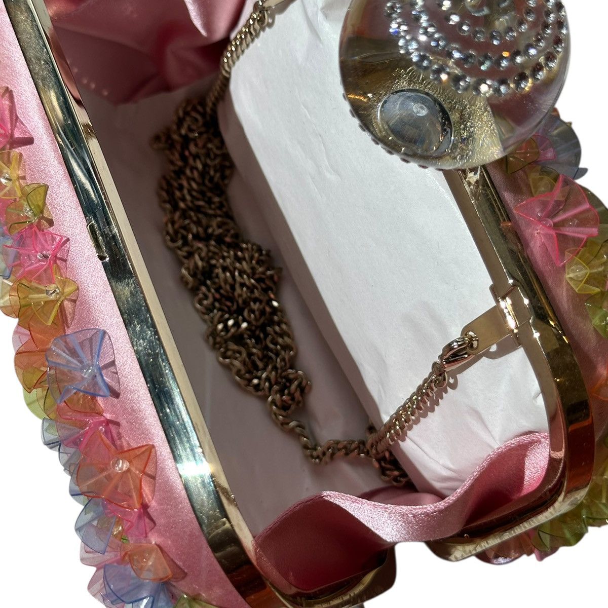 Jimmy Choo $3,900 cloud transparent flowers satin clutch Size ONE SIZE - 4 Thumbnail