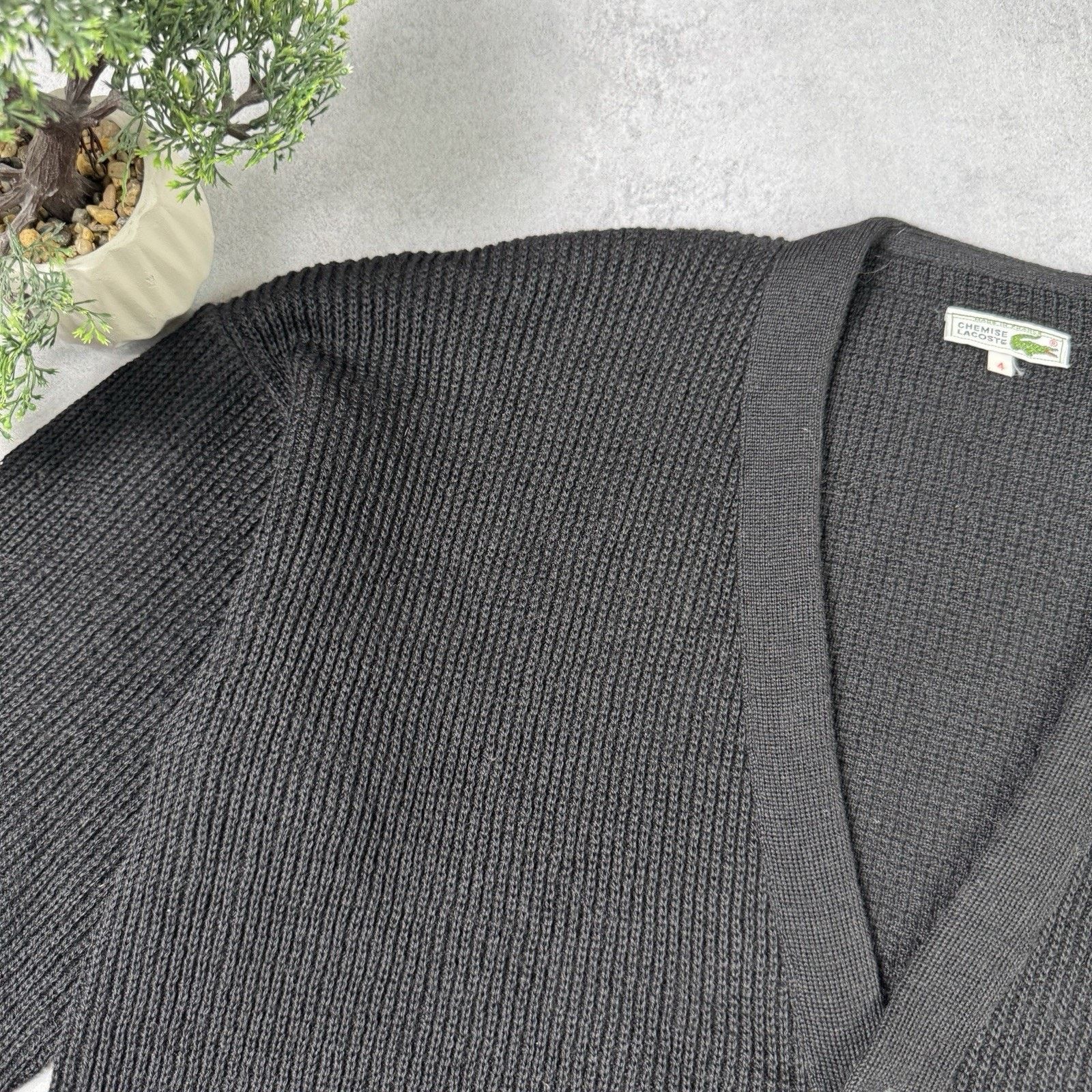 Lacoste Vintage Lacoste Chemise Wool Cardigan Size 4 Black Size US M / EU 48-50 / 2 - 7 Thumbnail