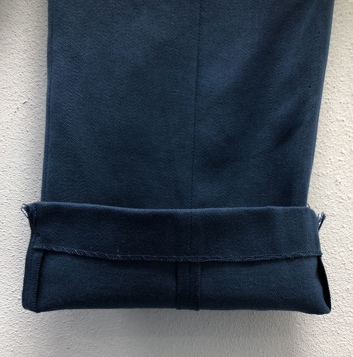 Vintage LIFE WITH FLOWERS Wool Wide-Leg Pants - Navy Blue (Size 1) Size US 28 / EU 44 - 10 Thumbnail