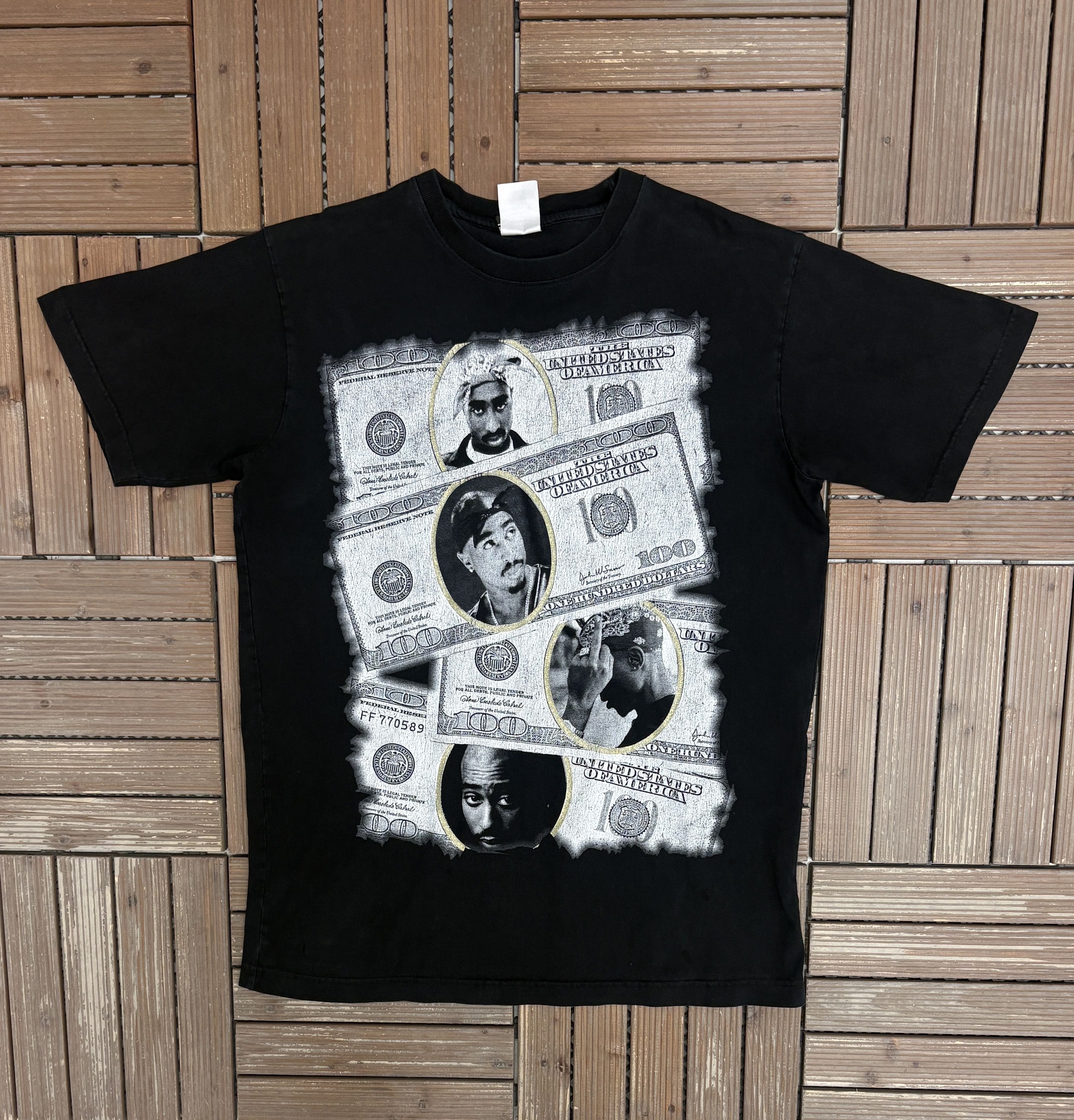 Vintage 2Pac Money Vintage Black T-Shirt Tee Size US XL / EU 56 / 4 - 1 Thumbnail